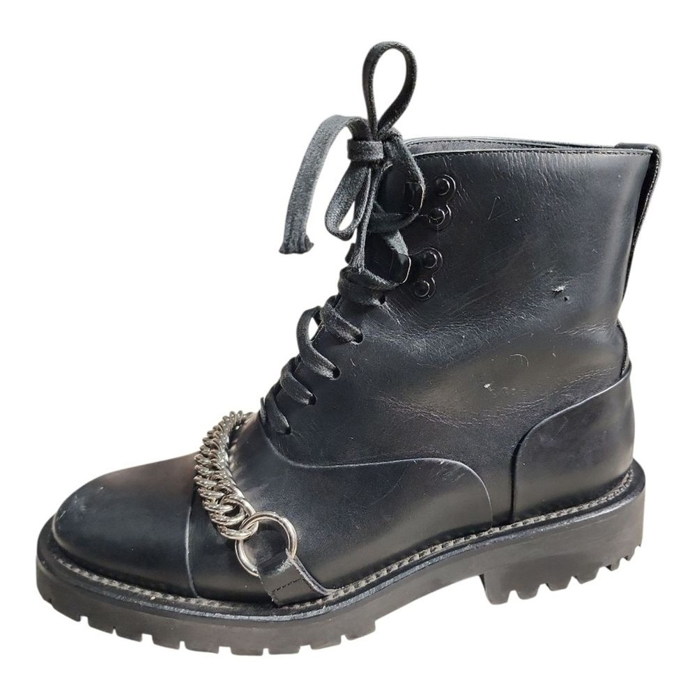 Burberry Chain Combat Boots Women Sz5 (IT35) Black Edgy Lug Sole Grunge designer - Picture 7 of 13